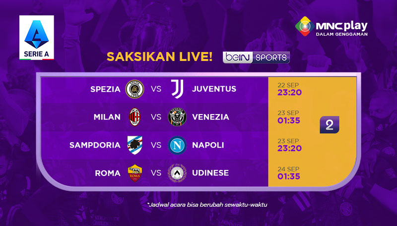 Jadwal Serie A Italia, 22-24 September 2021